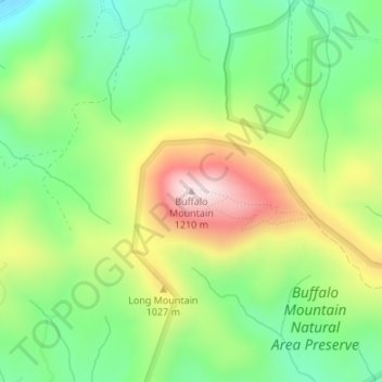 Mapa topográfico Buffalo Mountain, altitud, relieve