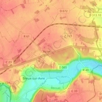 Mapa topográfico Le Rousset-d'Acon, altitud, relieve