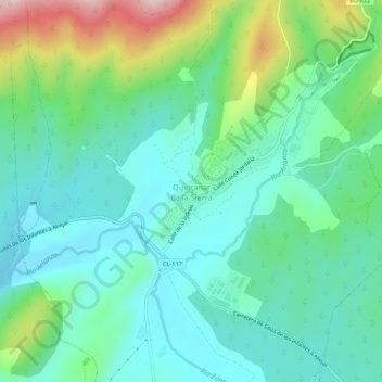 Mapa topográfico Quintanar de la Sierra, altitud, relieve