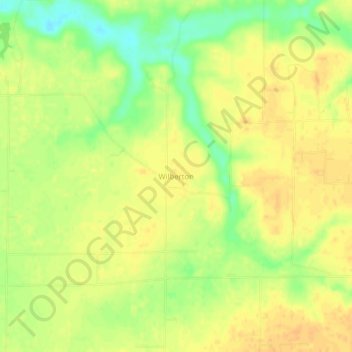 Mapa topográfico Wilberton, altitud, relieve