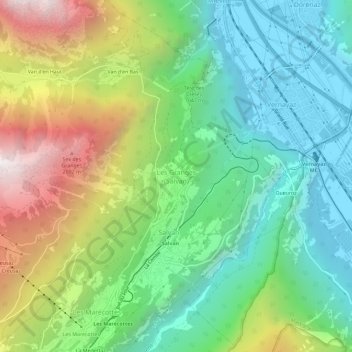 Mapa topográfico Les Granges (Salvan), altitud, relieve