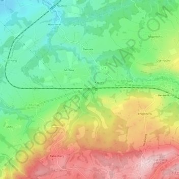 Mapa topográfico Biesenberg, altitud, relieve
