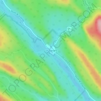 Mapa topográfico Coin-Lavigne, altitud, relieve