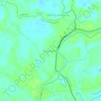 Mapa topográfico Tanjung Mas, altitud, relieve