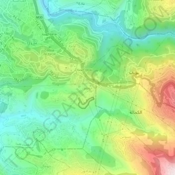 Mapa topográfico Jamhour, altitud, relieve