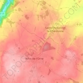 Mapa topográfico La Bunodière, altitud, relieve