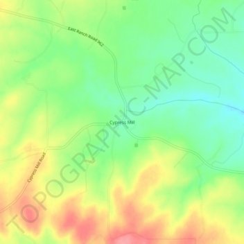 Mapa topográfico Cypress Mill, altitud, relieve