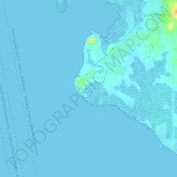 Mapa topográfico Teluk Sasah, altitud, relieve