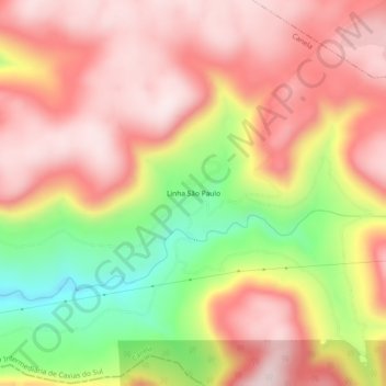 Mapa topográfico Linha São Paulo, altitud, relieve