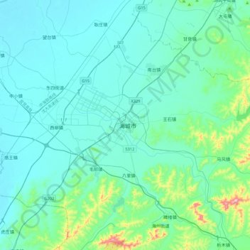 Mapa topográfico Haicheng, altitud, relieve
