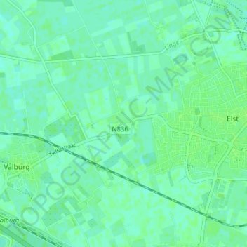 Mapa topográfico Lijnden, altitud, relieve