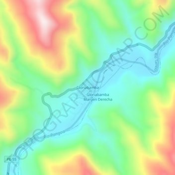 Mapa topográfico Gloriabamba, altitud, relieve