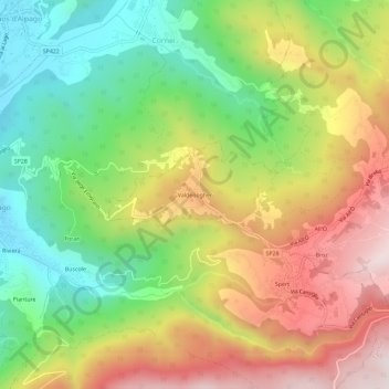 Mapa topográfico Valdenogher, altitud, relieve