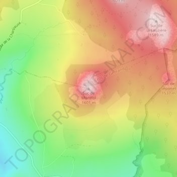 Mapa topográfico Cros-de-Géorand, altitud, relieve
