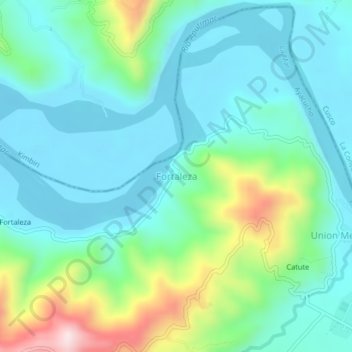 Mapa topográfico Fortaleza, altitud, relieve