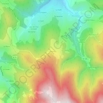 Mapa topográfico La Roche, altitud, relieve