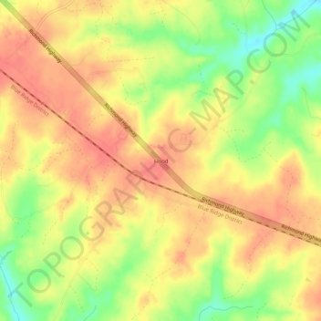 Mapa topográfico Flood, altitud, relieve