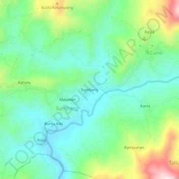 Mapa topográfico Sumbang, altitud, relieve
