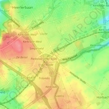 Mapa topográfico Locht, altitud, relieve