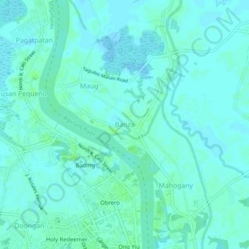 Mapa topográfico Banza, altitud, relieve