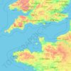 Mapa topográfico Alderney, altitud, relieve