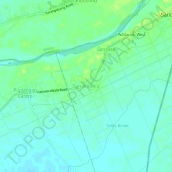 Mapa topográfico San Antonio, altitud, relieve