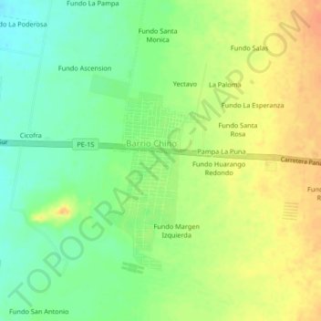 Mapa topográfico Hogar de Menores, altitud, relieve
