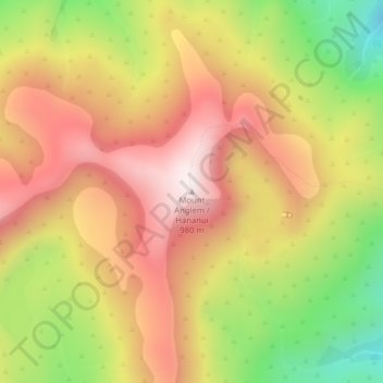 Mapa topográfico Mount Anglem / Hananui, altitud, relieve