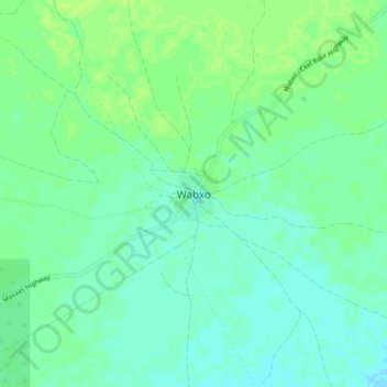 Mapa topográfico Wabxo, altitud, relieve