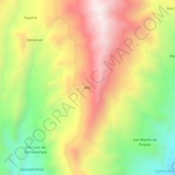 Mapa topográfico Atto, altitud, relieve