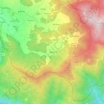 Mapa topográfico Várzea, altitud, relieve