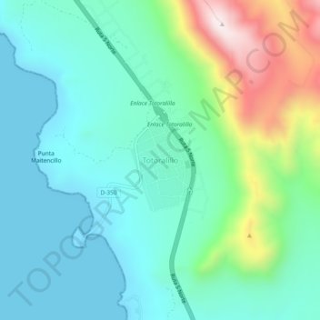 Mapa topográfico Totoralillo, altitud, relieve