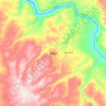 Mapa topográfico 云贵乡, altitud, relieve