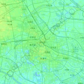 Mapa topográfico 河北区, altitud, relieve