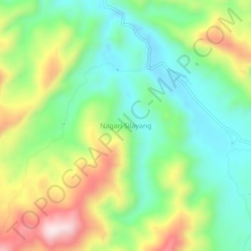 Mapa topográfico Nagari Silayang, altitud, relieve