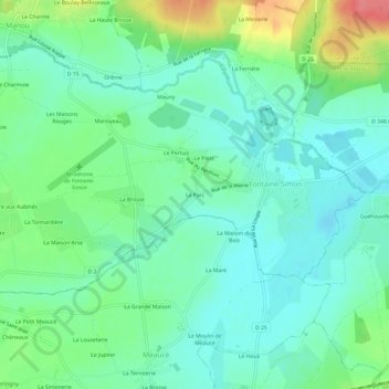 Mapa topográfico Le Parc, altitud, relieve