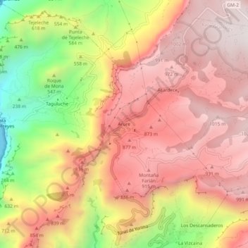 Mapa topográfico Arure, altitud, relieve