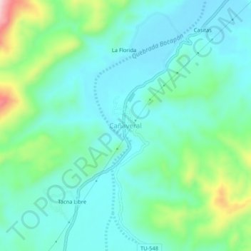 Mapa topográfico Cañaveral, altitud, relieve