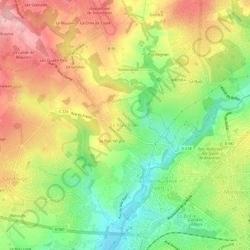 Mapa topográfico Le Mas Blanc, altitud, relieve