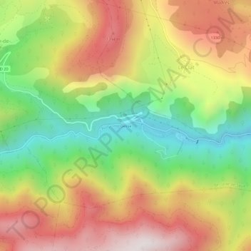 Mapa topográfico Gesse, altitud, relieve