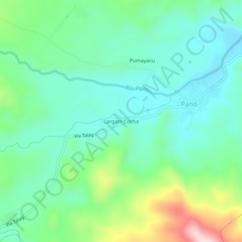 Mapa topográfico Largato Cocha, altitud, relieve