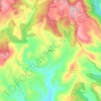 Mapa topográfico Bellfort, altitud, relieve