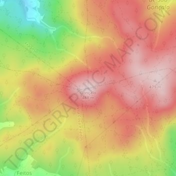 Mapa topográfico Gonçalo, altitud, relieve