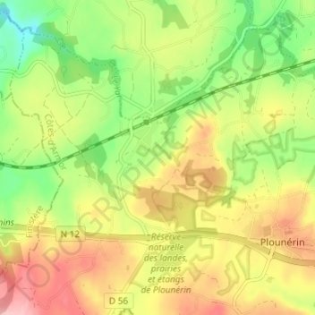 Mapa topográfico Kra Melen, altitud, relieve