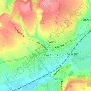 Mapa topográfico Nether Coombe, altitud, relieve