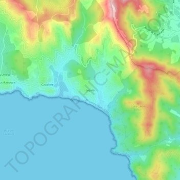 Mapa topográfico Gigaro, altitud, relieve
