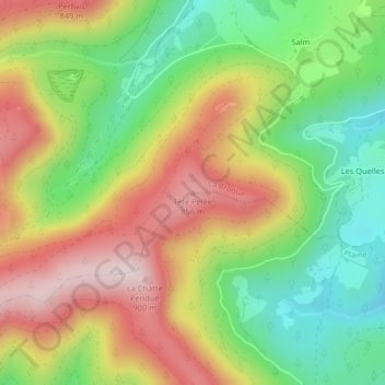 Mapa topográfico Tête Pelée, altitud, relieve