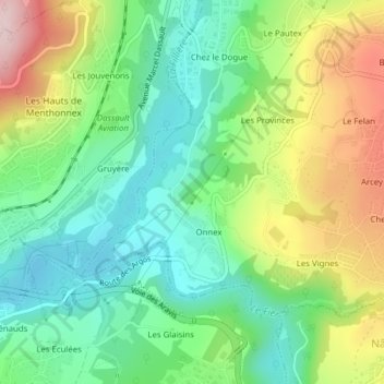 Mapa topográfico Le Caton, altitud, relieve