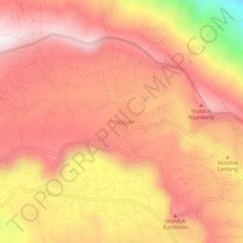 Mapa topográfico Pinggan, altitud, relieve