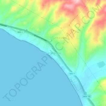 Mapa topográfico Puerto Nuevo, altitud, relieve